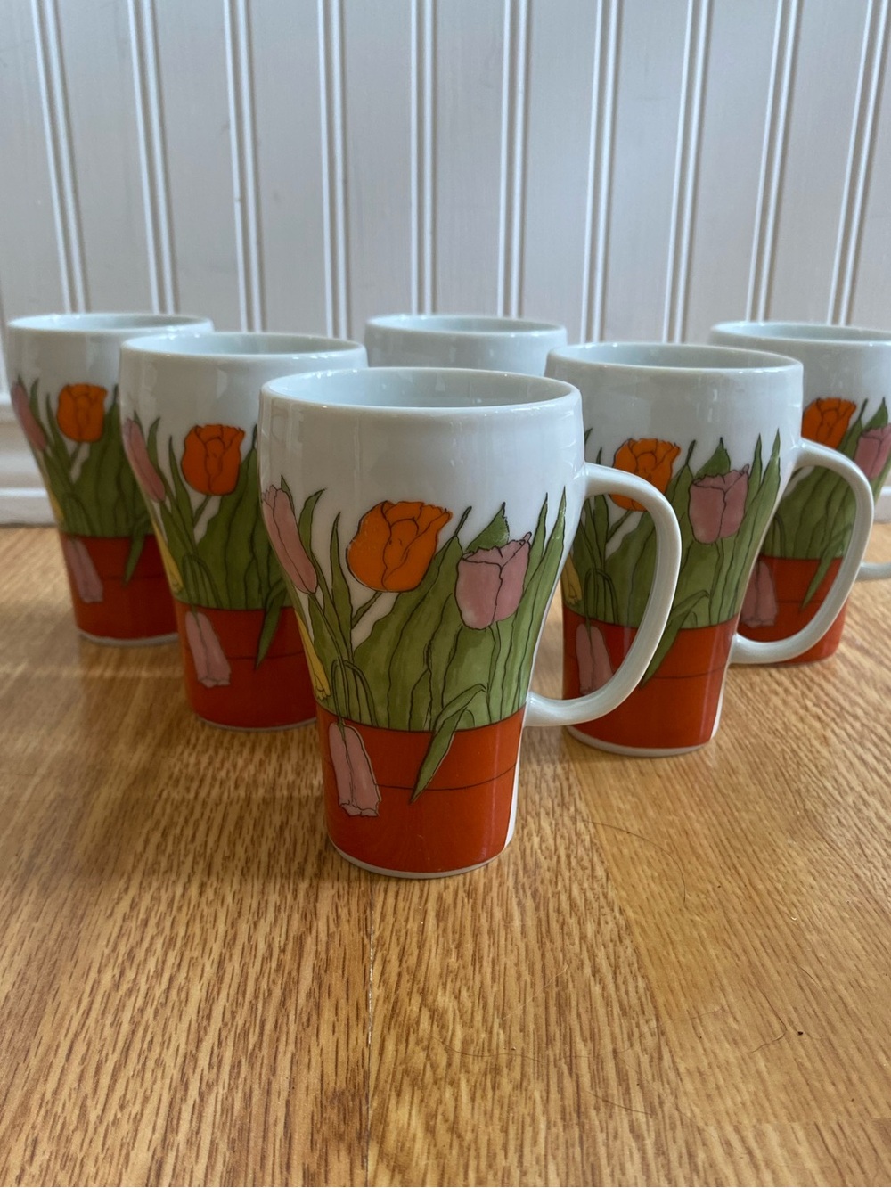 Vintage Tulip Mugs Set of 6